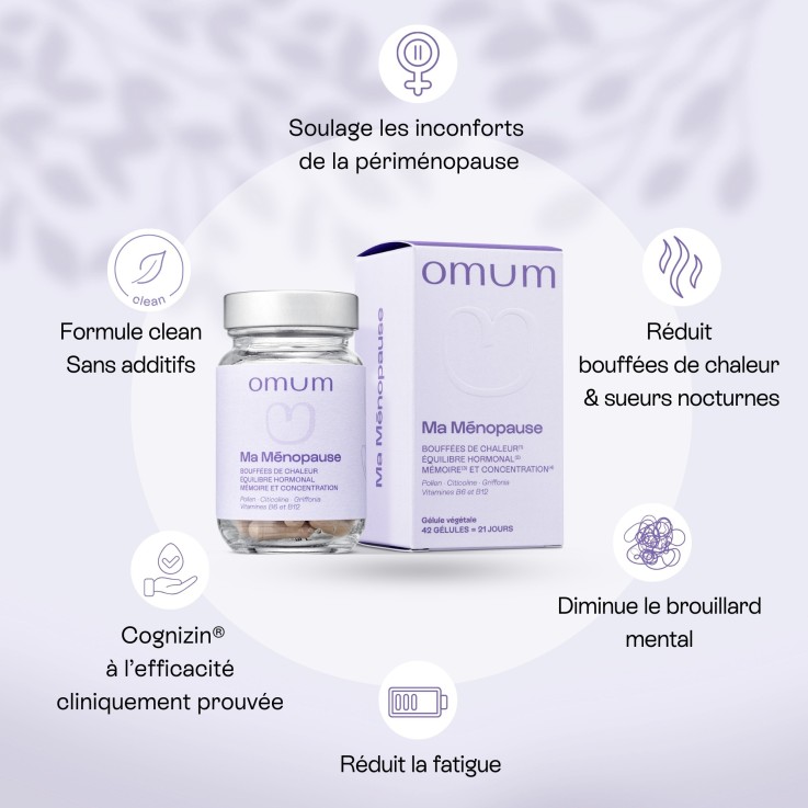 Complément Alimentaire Ma Ménopause - Bouffées de chaleur, Mémoire, Concentration, Fatigue - 42 gélules