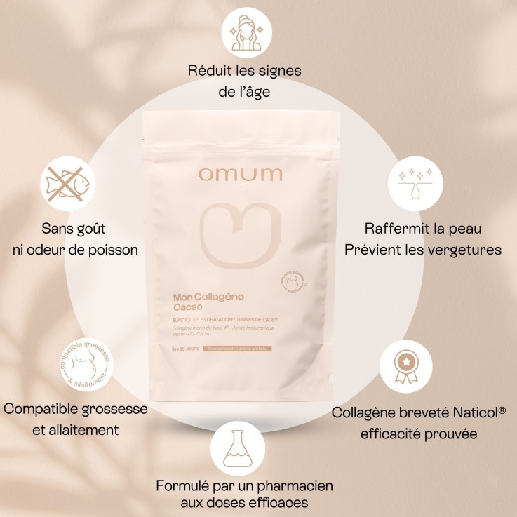 Complément alimentaire Mon Collagène Cacao Elasticité, Hydratation de la peau et Signes de l'âge (180 gr)