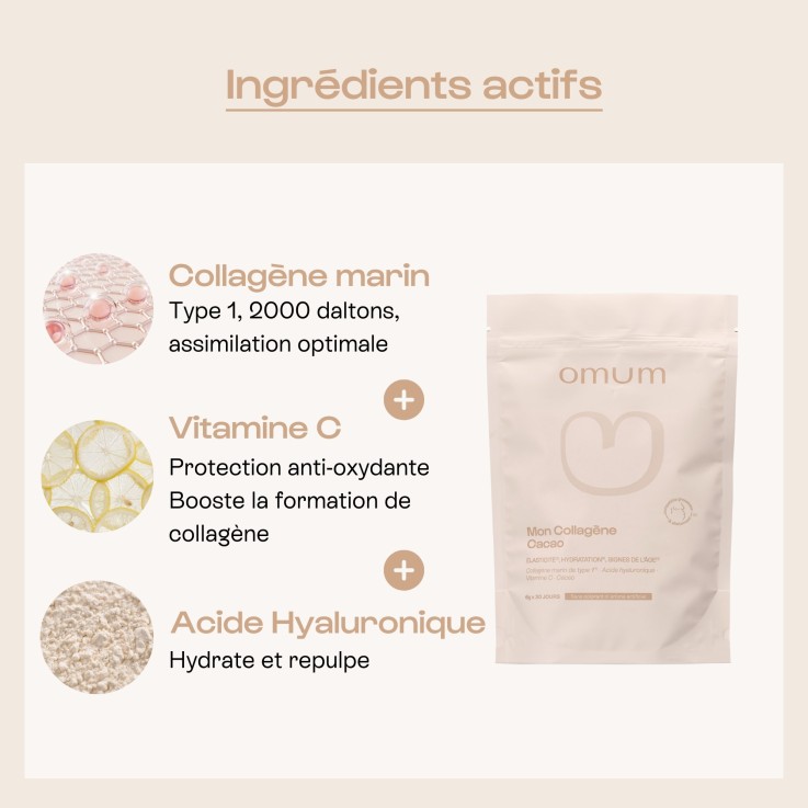 Complément alimentaire Mon Collagène Cacao Elasticité, Hydratation de la peau et Signes de l'âge (180 gr)