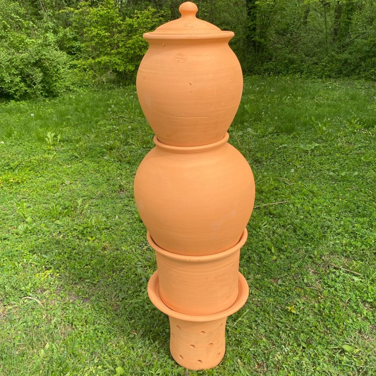 Base + réhausse + corps + tête + couvercle du lombricomposteur à étages