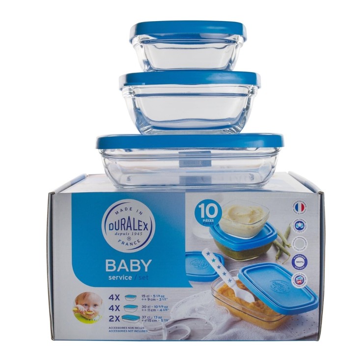 Boîtes de conservation bébé en verre - Set de 10 (150 ml, 300 ml, 370 ml)
