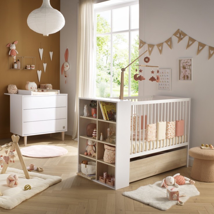Chambre bébé Paloma : Lit évolutif et Commode à langer 3 tiroirs