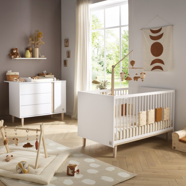 Chambre bébé Paloma : Lit évolutif et Commode à langer en bois