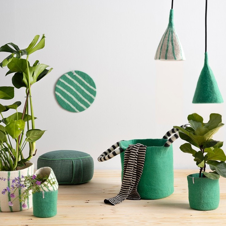 Cache Pot 24 Green M en Laine