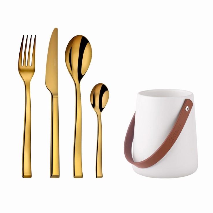 Ensemble 24 couverts de table avec support de rangement nomade