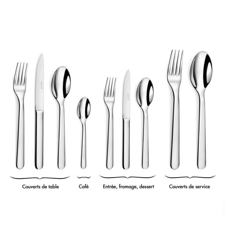 Ensemble 18 couverts inox entrée, fromage, dessert pour 6 personnes