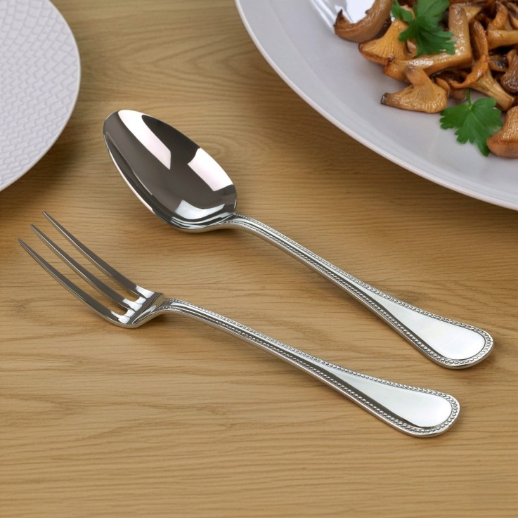 Fourchette et cuillère de service en inox