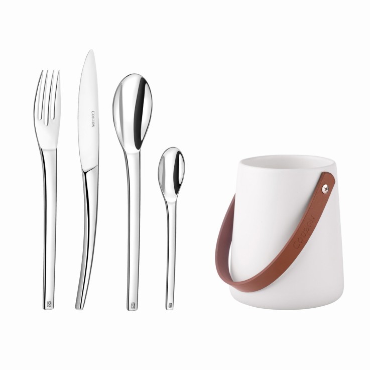 Ensemble 24 couverts de table avec support de rangement nomade