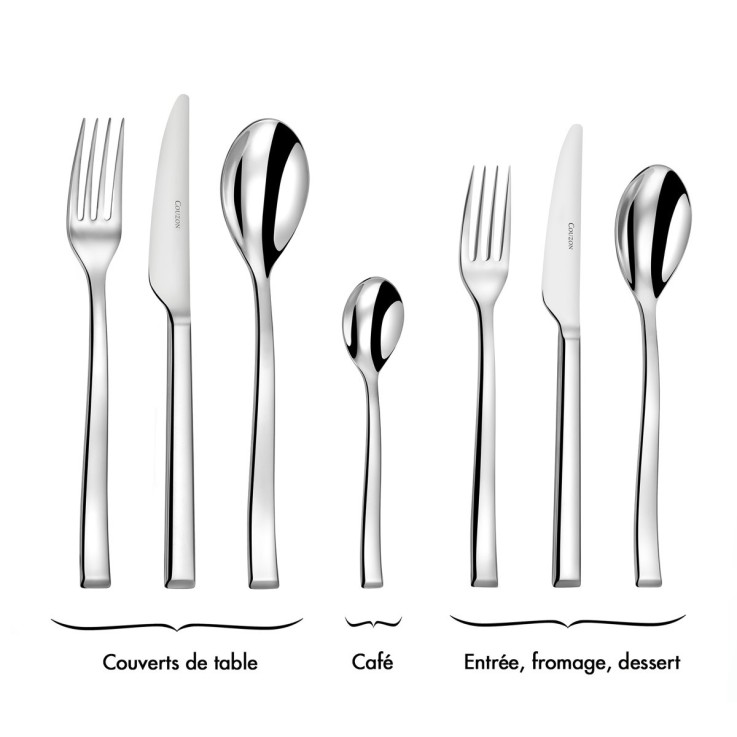 Ensemble 18 couverts inox entrée, fromage, dessert pour 6 personnes