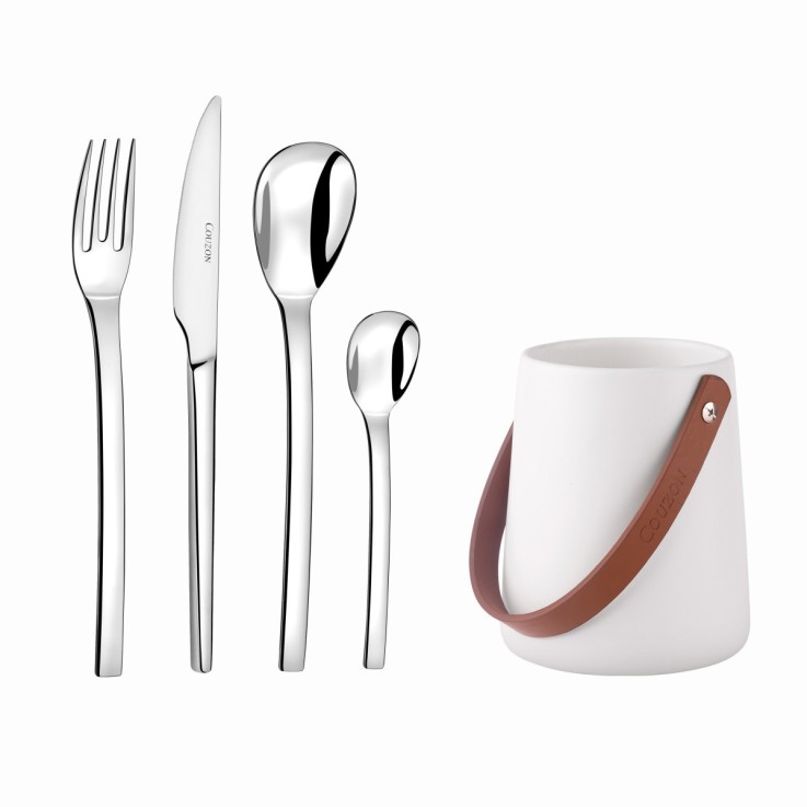 Ensemble 24 couverts de table Pix'Elle avec support de rangement nomade