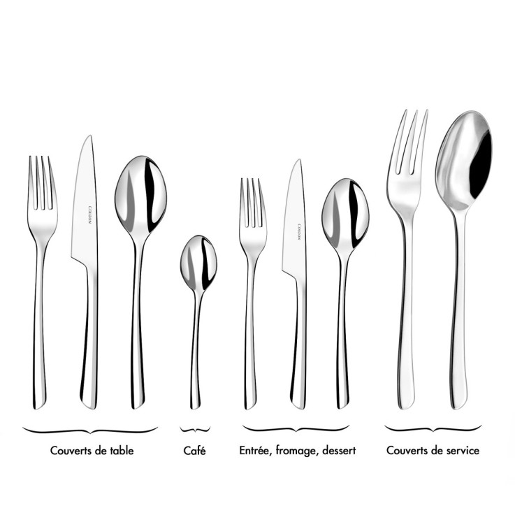 Ensemble 18 couverts inox entrée, fromage, dessert pour 6 personnes
