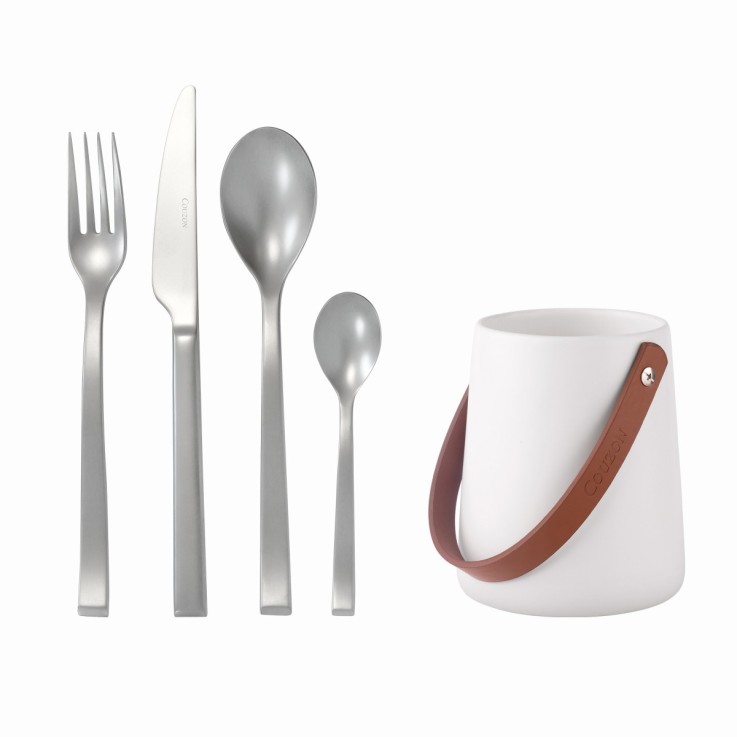 Ensemble 24 couverts de table avec support de rangement nomade