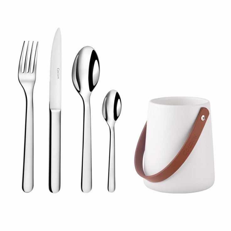 Ensemble 24 couverts de table Alkaline avec support de rangement nomade