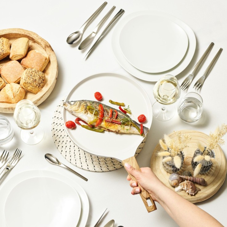 Crépière 25.7 cm avec revêtement en céramique blanche