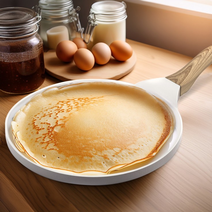 Crépière 25.7 cm avec revêtement en céramique blanche