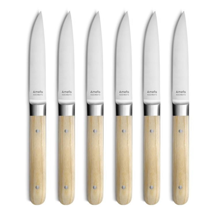 Coffret 6 couteaux steak - Fusion Hêtre