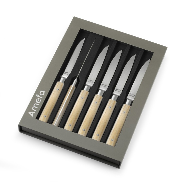Coffret 6 couteaux steak - Fusion Hêtre