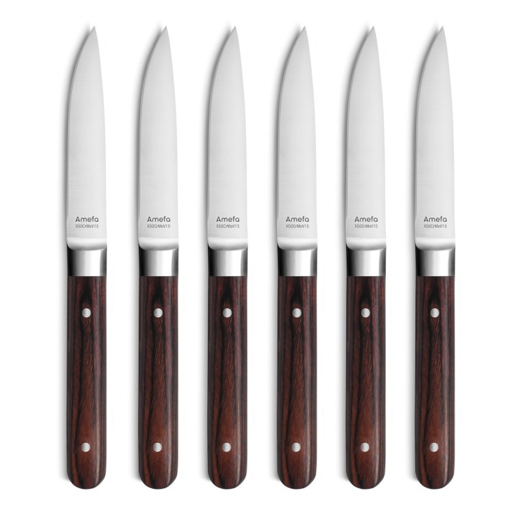 Coffret 6 couteaux steak - Fusion Noyer