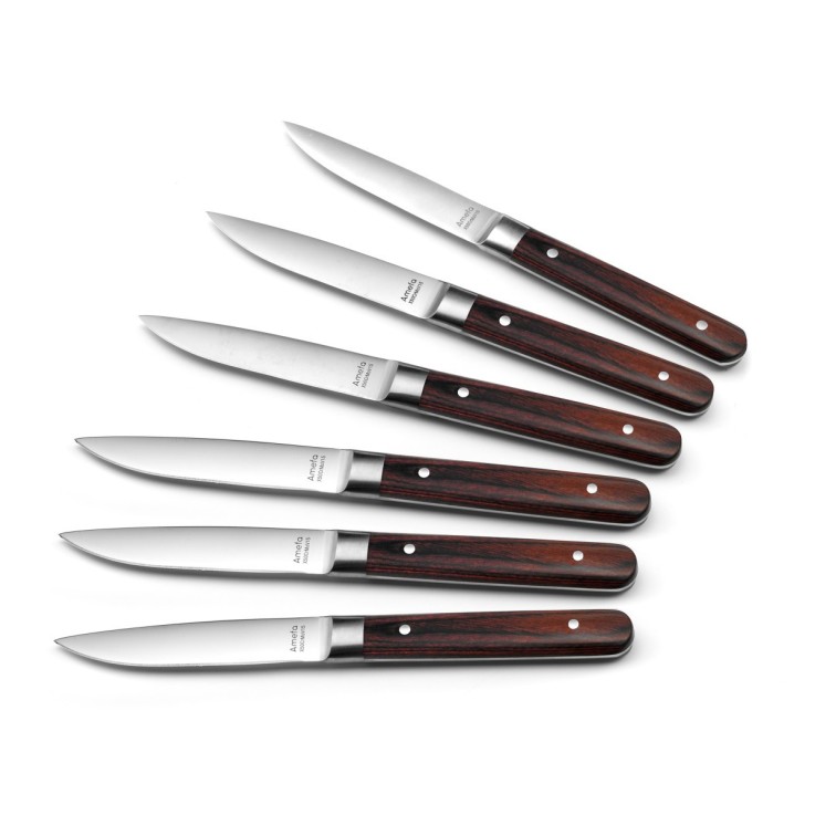 Coffret 6 couteaux steak - Fusion Noyer