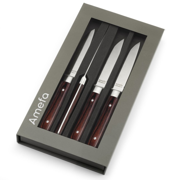 Coffret 4 couteaux steak - Fusion Noyer