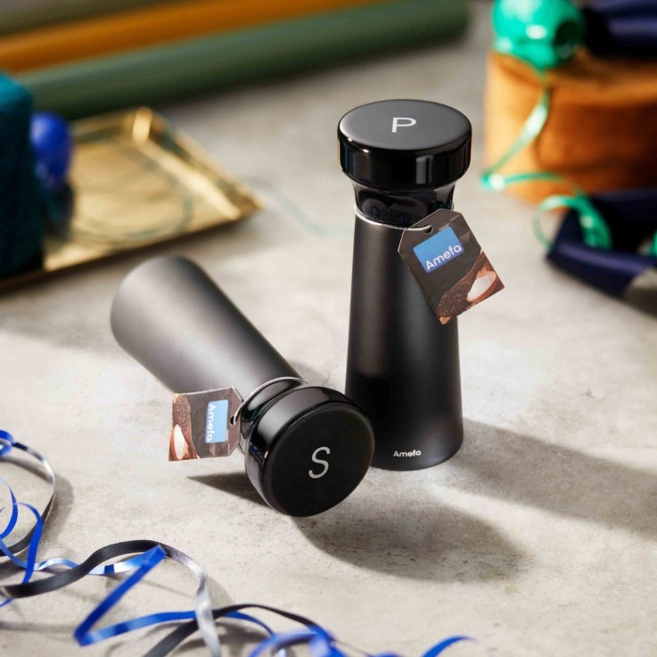 Duo de moulins poivre & sel naturel Fanny Noir