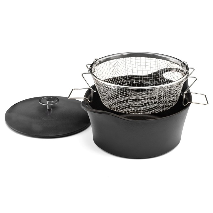 Cocotte ronde 24 cm avec panier cuisson  pour friture eau