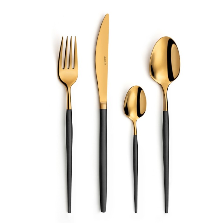 Ménagère 24 pièces Soprano Or/Noir en inox