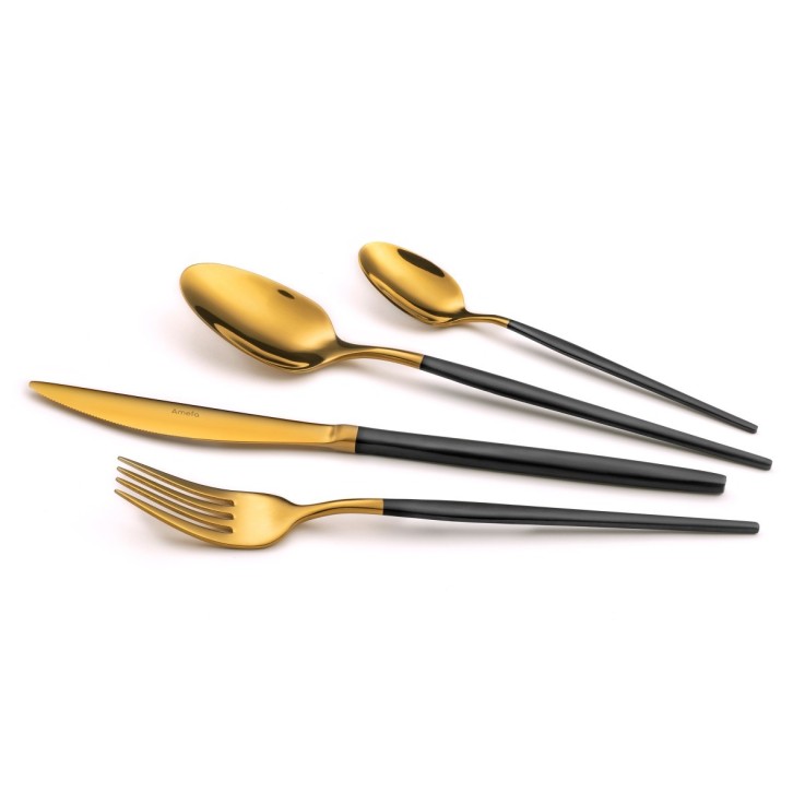 Ménagère 24 pièces Soprano Or/Noir en inox