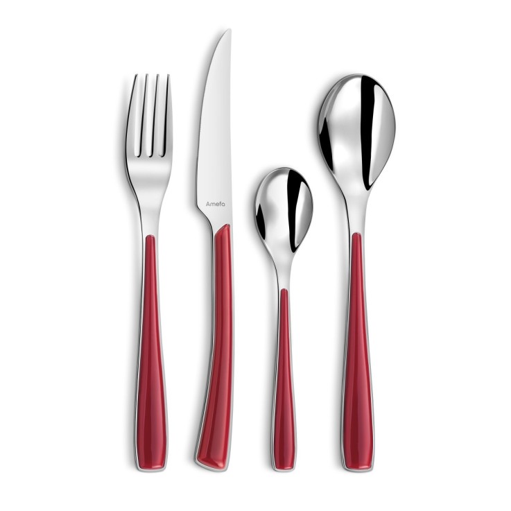 Ménagère 24 pièces Alizé Rouge en inox