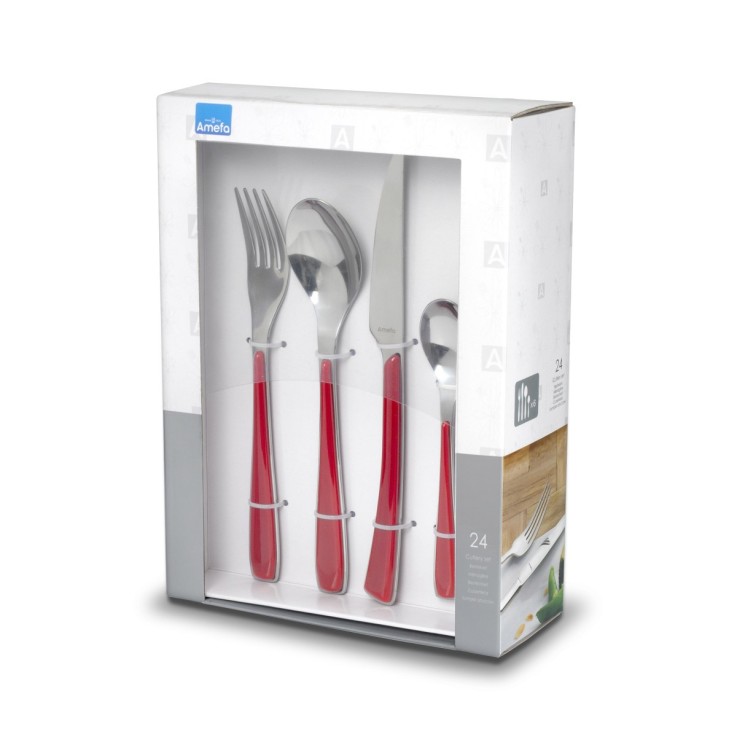 Ménagère 24 pièces Alizé Rouge en inox