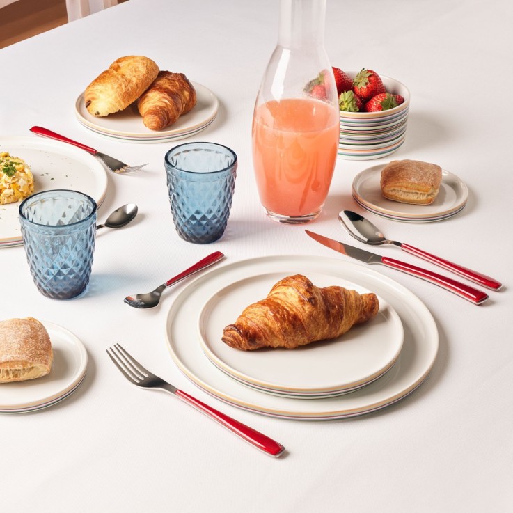 Ménagère 24 pièces Alizé Rouge en inox