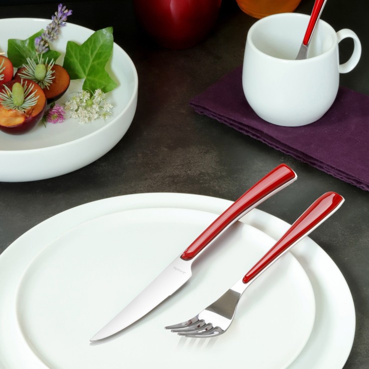 Ménagère 24 pièces Alizé Rouge en inox