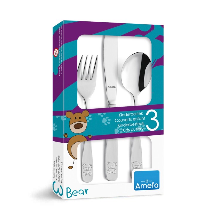 Coffret 3 couverts enfants Bear en inox