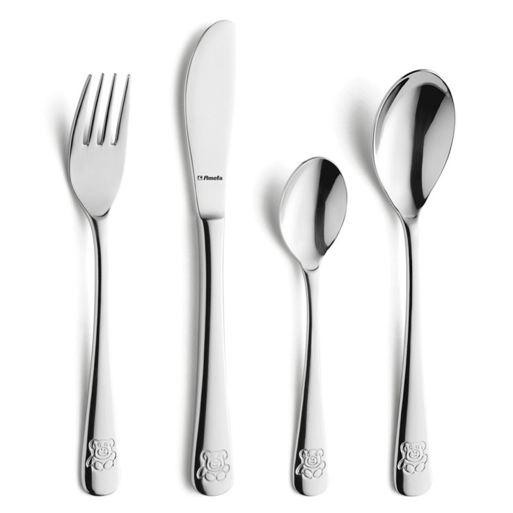 Service 4 couverts enfants Ourson en inox