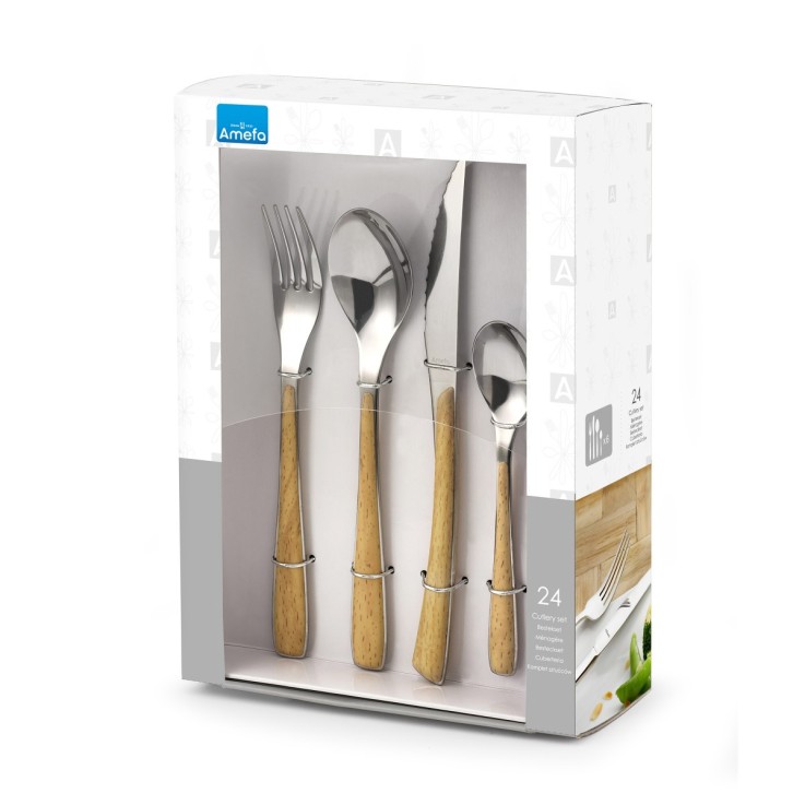 Ménagère 24 pièces Zéphyr Nature en inox