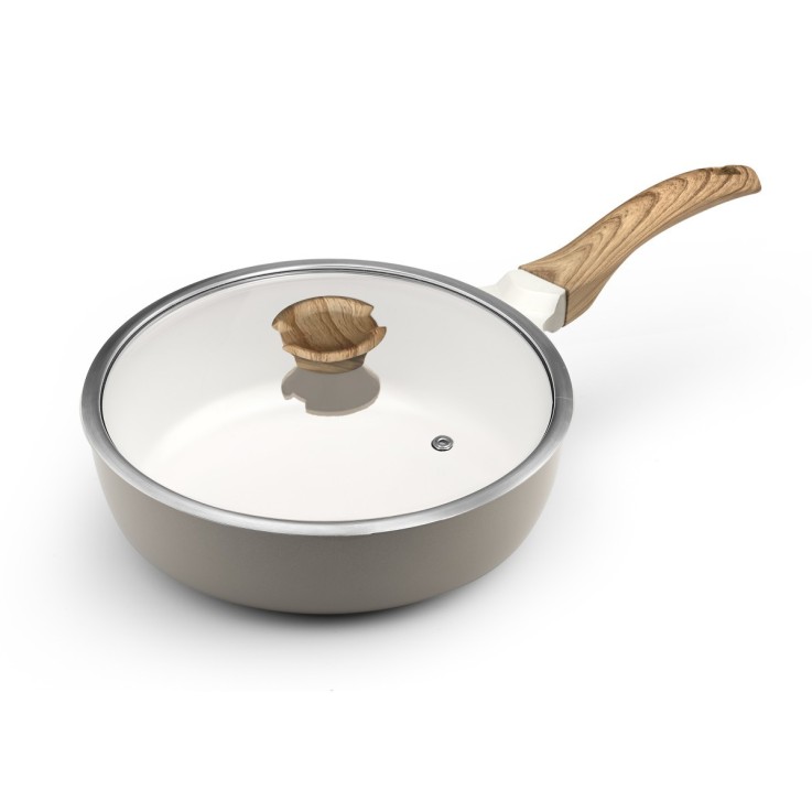 Sauteuse 24 cm avec revêtement en céramique blanche et couvercle