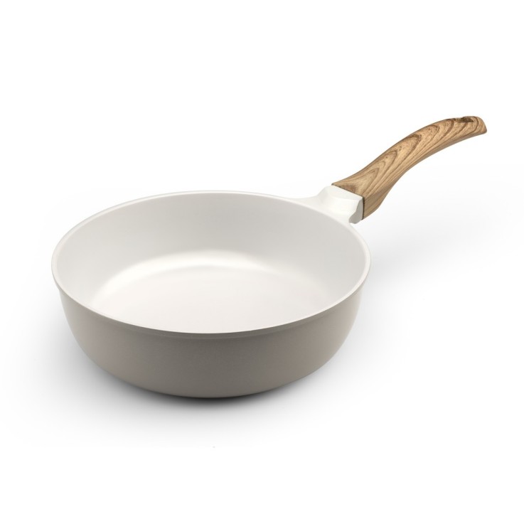 Sauteuse 24 cm avec revêtement en céramique blanche et couvercle