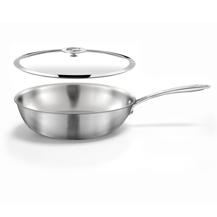 Set 1 wok Gourmet 28cm inox avec couvercle
