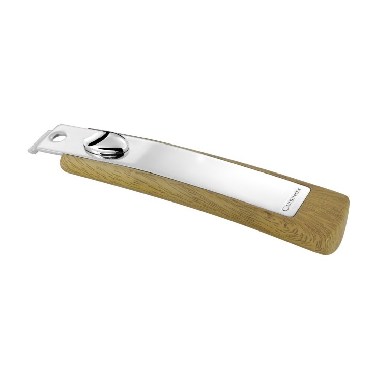 Set 1 wok 28cm inox avec couvercle, 1 poignée amovible effet bois