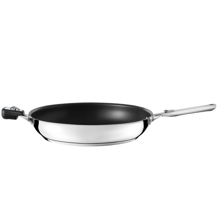 Set poêle 32 cm revêtement céramique avec poignée inox et anses amovibles