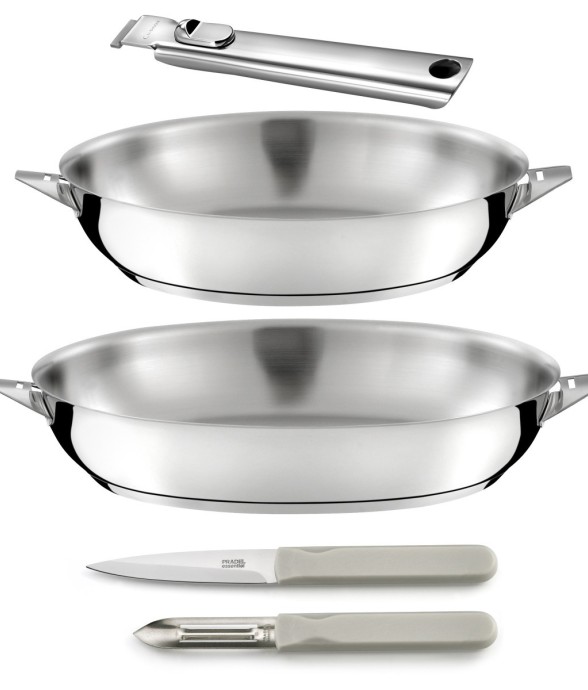 Set 2 poêles 24/28cm inox,...