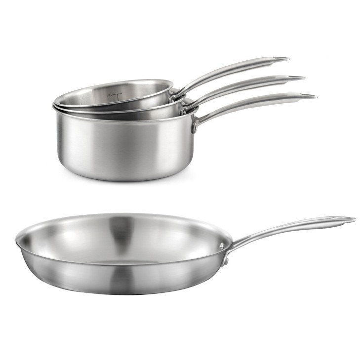 Lot de 3 casseroles inox 16/18/2 0cm et 1 poêle inox 32 cm