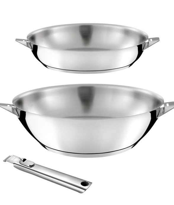 Lot 3 pièces en inox - Wok...