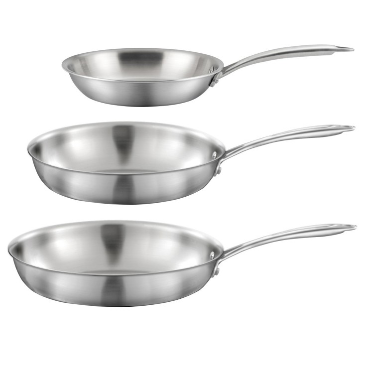 Lot de 3 poêles inox Gourmet 20-24-28 cm