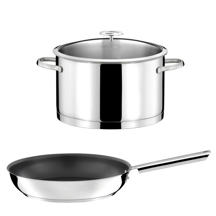 1 faitout inox 24cm avec couvercle et 1 poêle 28 cm revêtement céramique