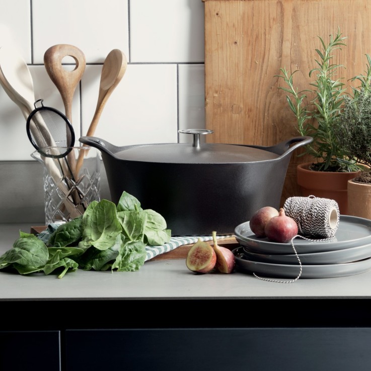 Cocotte Ovale 35cm en fonte émaillée noire (6L)