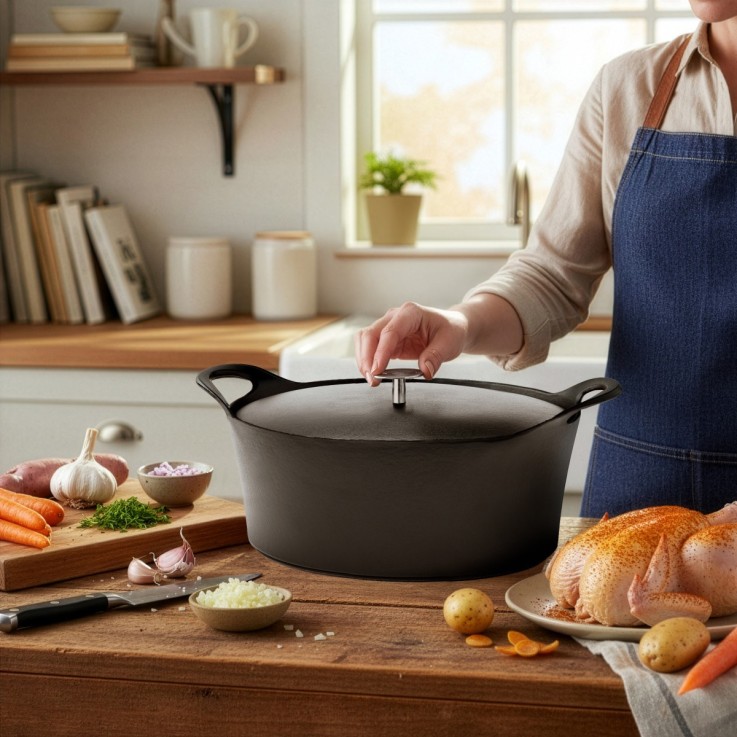 Cocotte Ovale 35cm en fonte émaillée noire (6L)