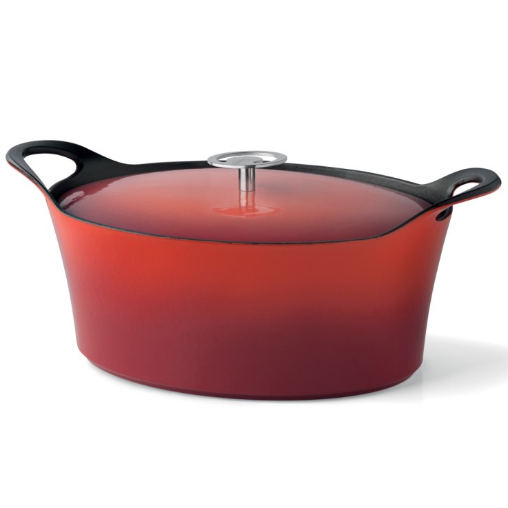 Cocotte ovale 29 cm en fonte émaillée rouge (3,9L)