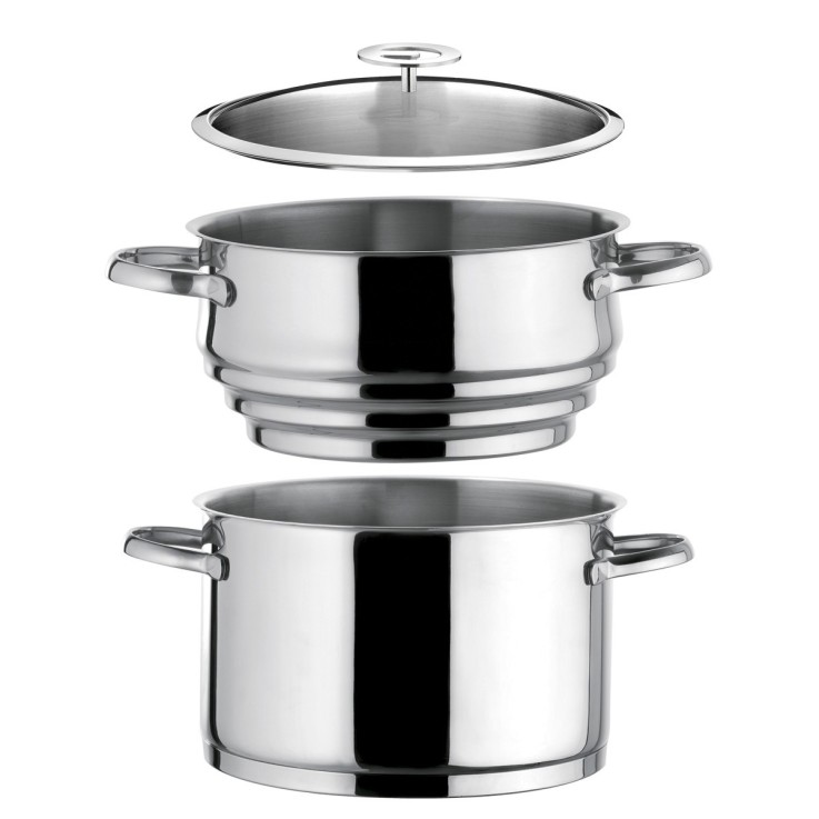 1 faitout inox 24 cm, 1 couvercle et 1 cuit vapeur Universel