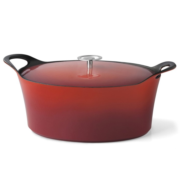 Cocotte Ovale 35cm en fonte émaillée rouge (6L)
